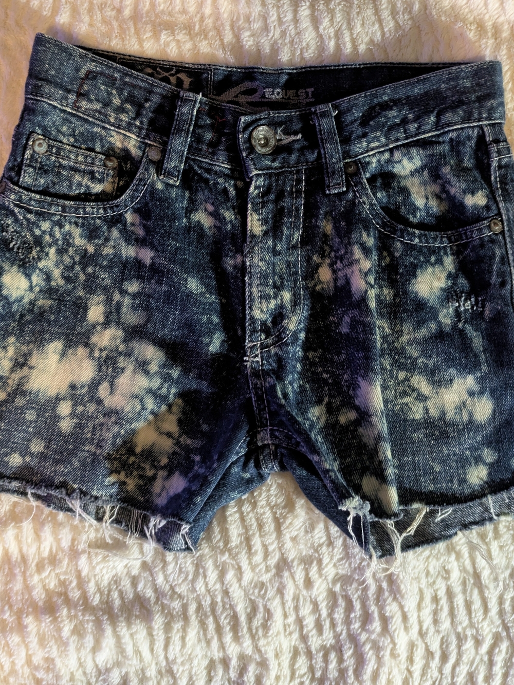 Request Women's High Waist Tie-Dye Denim Shorts - Black/White